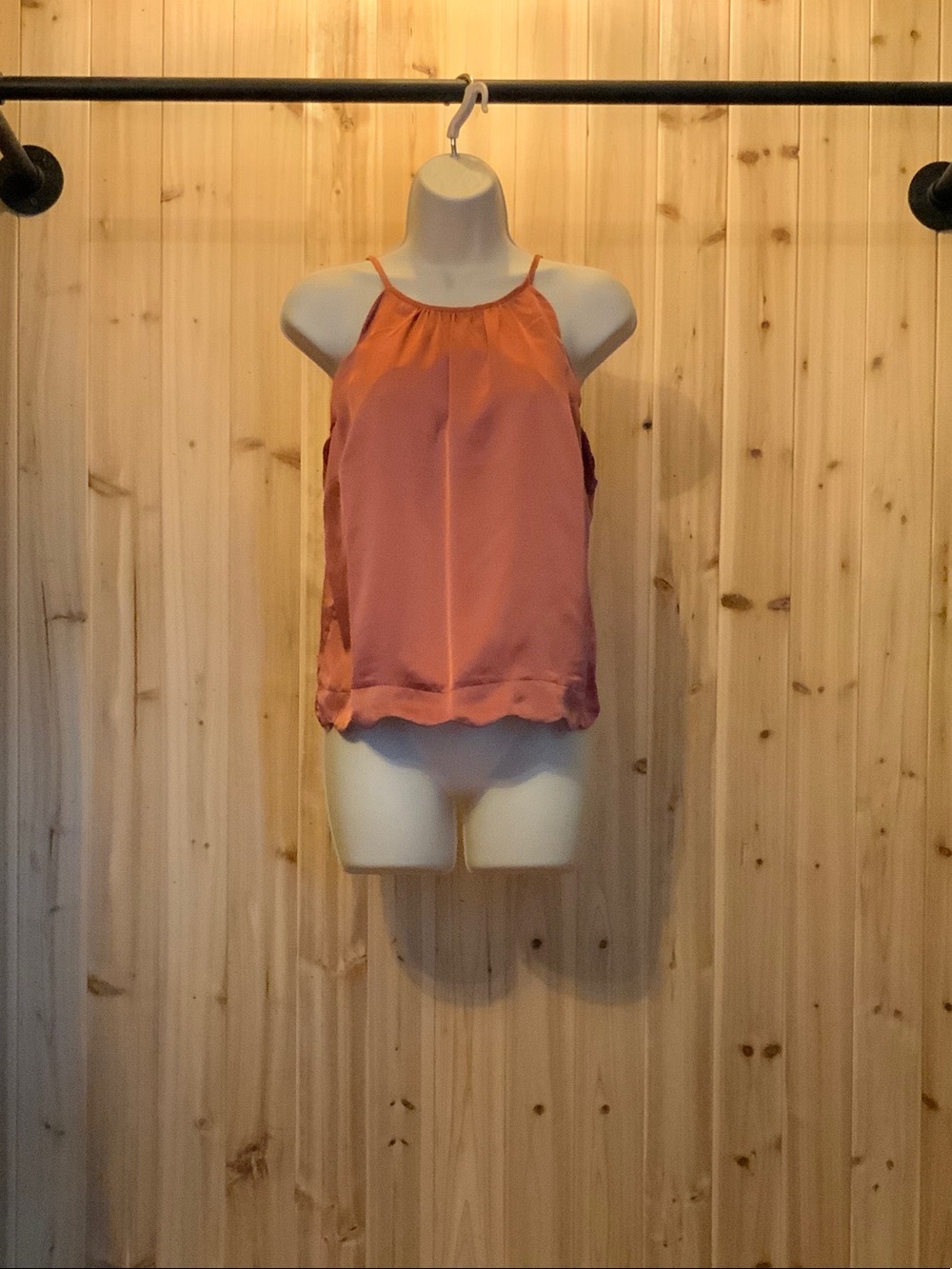 Sleeveless Satin Halter Cami in Rusty Rose